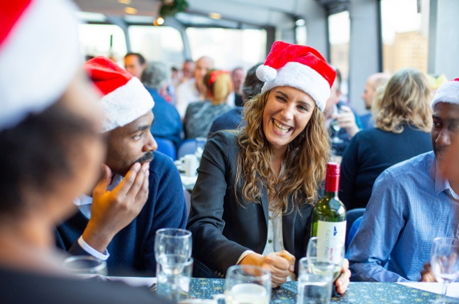 The Xmas dinner cruise is on board a modern Thames riverliner